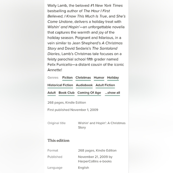 Wishin' and Hopin' A Christmas Story By: Wally Lamb 268 Pages Boys Will Be Boys - Picture 2 of 8